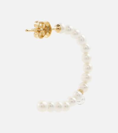 Persée 18kt Gold Hoop Earrings With Pearls And Diamonds In Gold