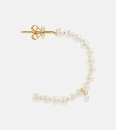 Persée 18kt Gold Hoop Earrings With Pearls And Diamonds In Gold