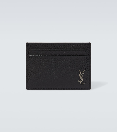 Shop Saint Laurent Leather Card Holder In Black