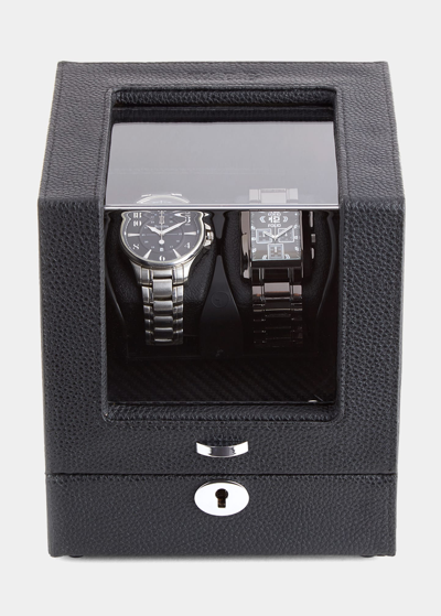 Shop Royce New York Personalized Leather Double Watch Winder In Black