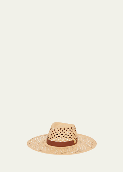 Shop Valentino V-signature Panama Hat With Leather Band In Kce Avana Selleri