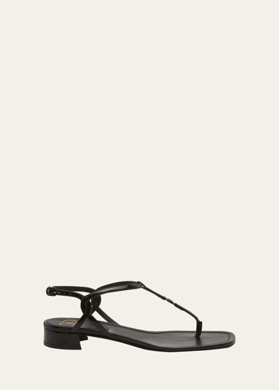 Shop Valentino Vlogo Patent Slingback Thong Sandals In 0no Nero