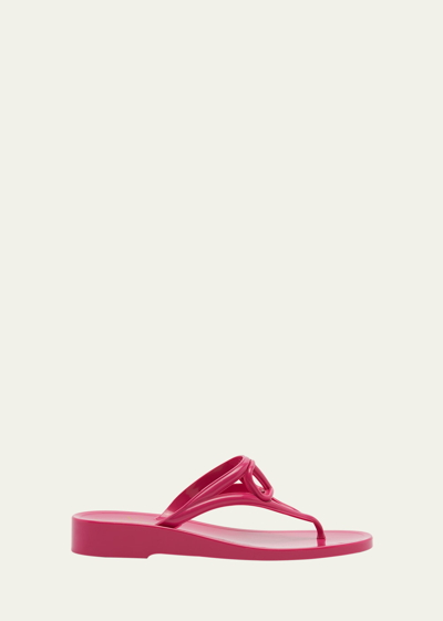Shop Valentino Vlogo Thong Pool Sandals In Pink Pp