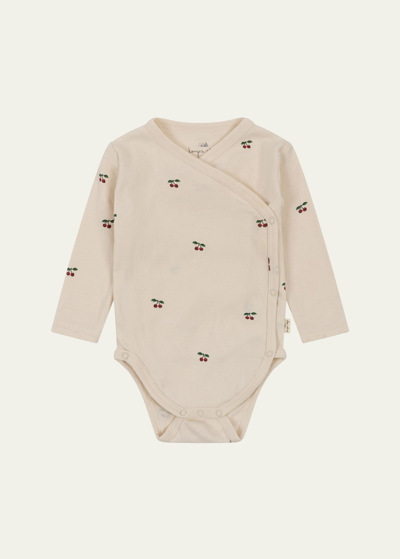 Shop Konges Slojd Kid's Fruit Motif Bodysuit In Cherry