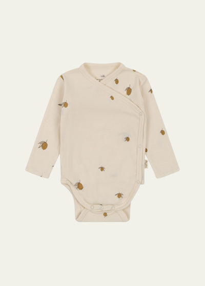 Shop Konges Slojd Kid's Fruit Motif Bodysuit In Lemon