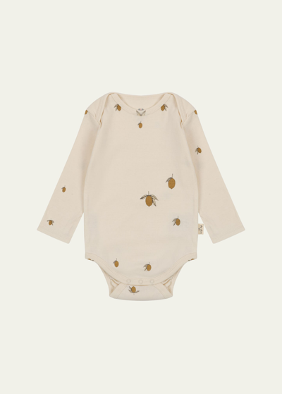 Shop Konges Slojd Kid's Organic Cotton Bodysuit In Lemon