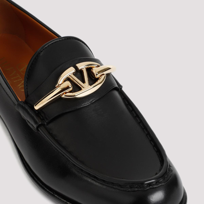 Shop Valentino Garavani  Vlogo Gate Loafers Shoes In Black