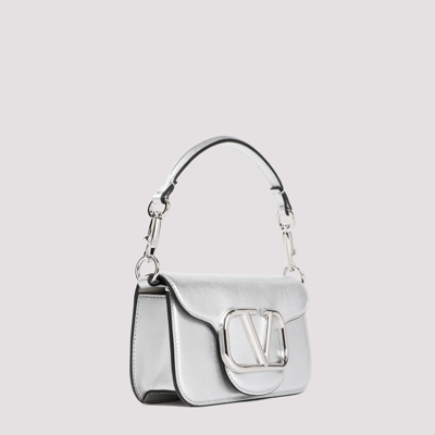 Shop Valentino Garavani  Loco Small Shoulder Bag In Grey