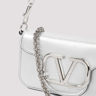 Shop Valentino Garavani  Loco Small Shoulder Bag In Grey