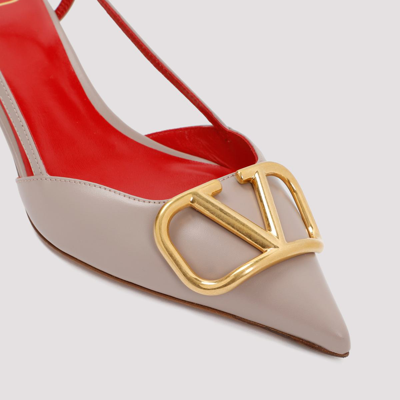 Shop Valentino Garavani  Vlogo Signature Slingback Shoes In Nude & Neutrals