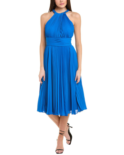 Shop Ungaro Amanda Pleated Midi Dress In Blue