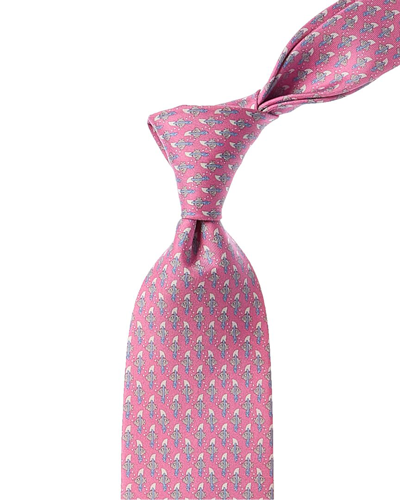 Shop Ferragamo Pink Shark Silk Tie