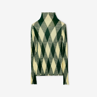 Shop Burberry Argyle Cotton Silk Sweater In Ivy