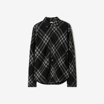 Shop Burberry Check Wool Overshirt In Monochrome