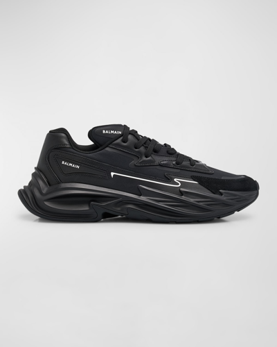 Shop Balmain Men's B Dr4gon Bicolor Runner Sneakers In Black