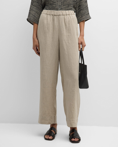 Shop Eileen Fisher Missy Organic Linen Wide-leg Pants In Seafoam