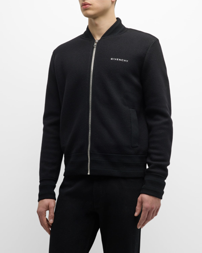 Shop Givenchy Men's 4g Knit Varsity Jacket In Black