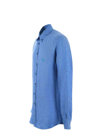 Etro Buttoned Long-sleeved Shirt In Blue