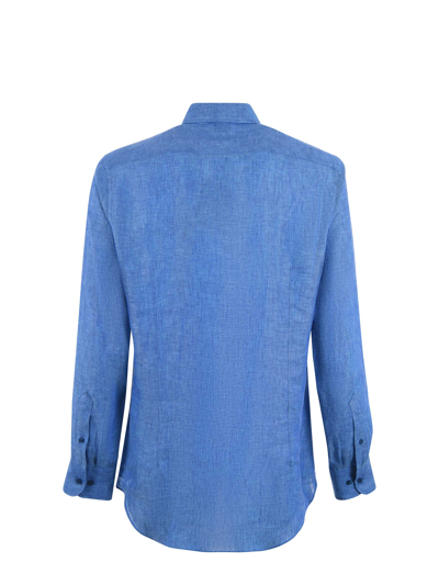 Etro Buttoned Long-sleeved Shirt In Blue