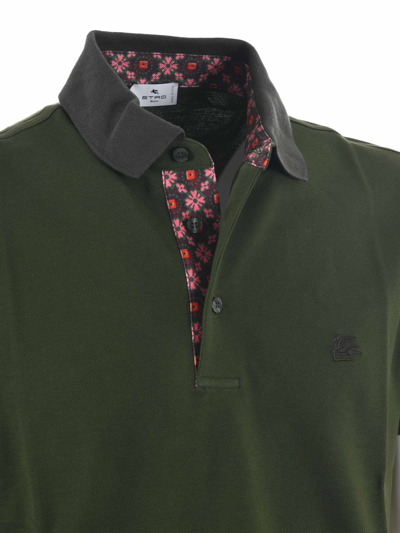 Shop Etro Polo Shirt In Verde Scuro