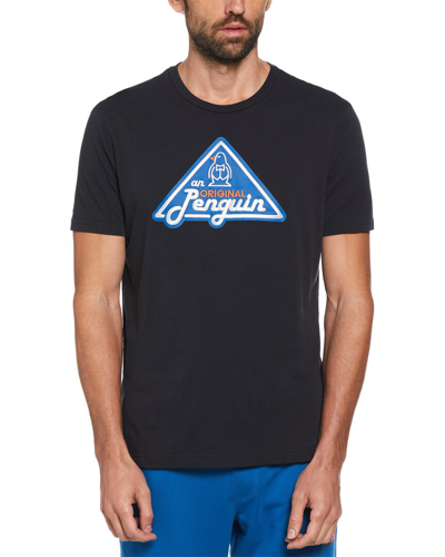 Shop Original Penguin Triangle Logo Graphic Print T-shirt In Black
