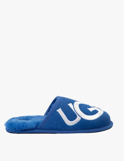 Shop Ugg Mens Scuff Logo Slipper In Blue