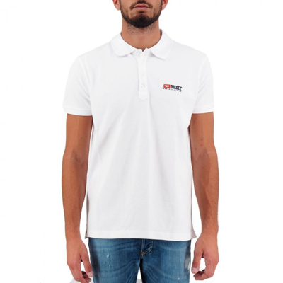 Shop Diesel Cotton Polo Men's Shirt In White