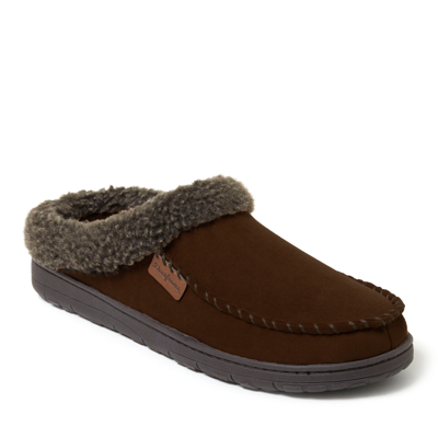 Dearfoams Marshall Microsuede Moc Toe Mens Memory Foam Clog Slippers In Brown