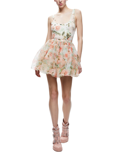 Shop Alice And Olivia Chara Silk Party Dress In Multi