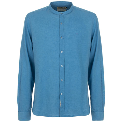 Shop Fred Mello F Mello Linen Men's Shirt In Blue