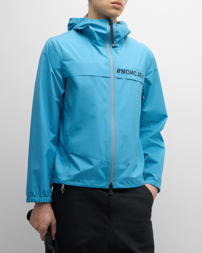 Shop Moncler Men's Shipton Hooded Shell Jacket In Bright Blue