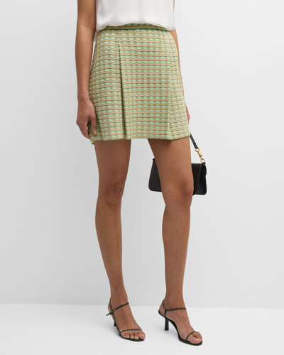 Shop Misook Pleated A-line Tweed Knit Mini Skirt In Multi