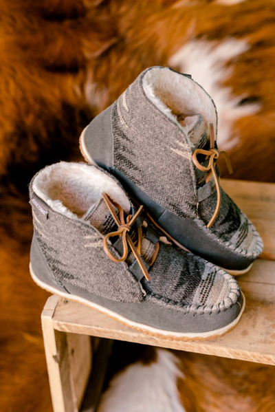 Shop Minnetonka Torrey Moccasin Boots In Grey Aztec In Multi
