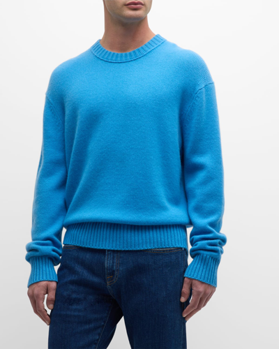 Shop Frame Men's Cashmere Knit Sweater In Pop Blue