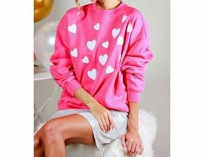 Shop Vine & Love Sweatshirt With White Sequin Hearts In Pink