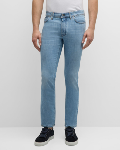 Shop Brioni Men's Slim-fit Light Wash Denim Jeans In Bluette