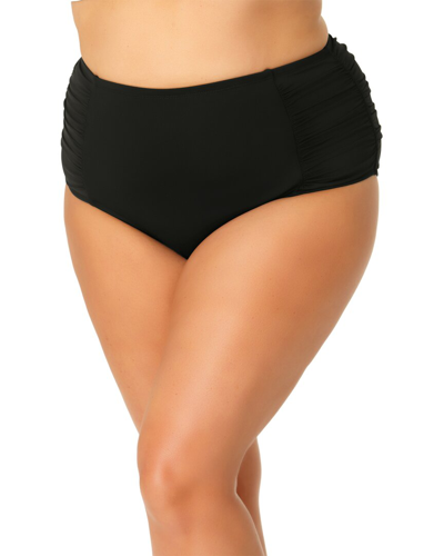 Shop Anne Cole Soft Band Midrise Bottom In Black