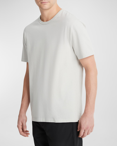 Shop Vince Men's Garment-dyed Crewneck T-shirt In Washed Grey Horn