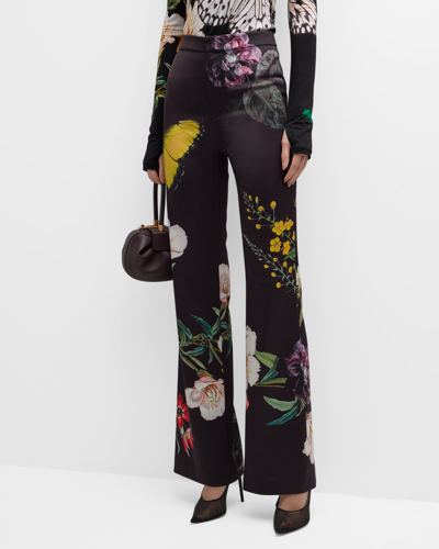 Shop Alice And Olivia Essential Floral Ronnie High-rise Straight-leg Trousers