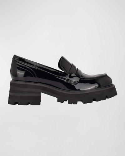 Shop Marc Fisher Ltd Latika Patent Leather Casual Penny Loafers In Black 002