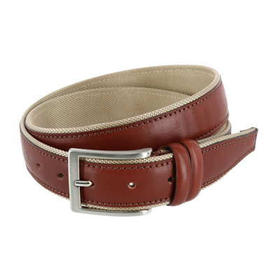 Shop Trafalgar The Back Nine 35mm Full Grain Leather With Nylon Lining Casual Golf Belt In Brown