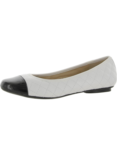 Shop Vaneli Serene Womens Leather Quilted Ballet Flats In White