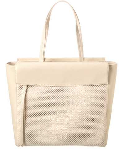 Shop Dolce Vita Perforated Leather Tote In Beige
