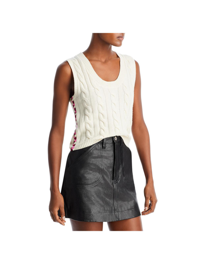 Shop Derek Lam 10 Crosby Womens Wool Cable Knit Sweater Vest In White
