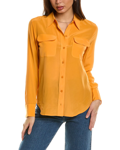 Shop Equipment Slim Signature Silk Shirt In Orange