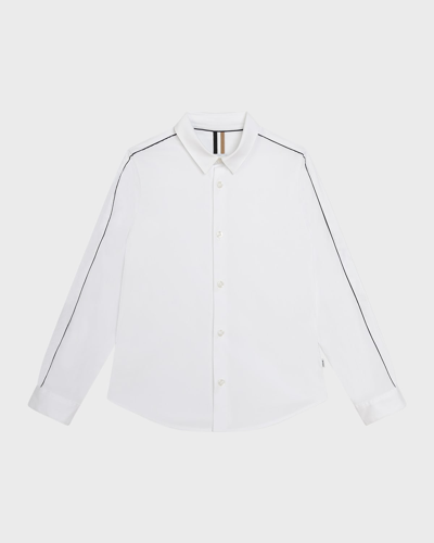 Shop Hugo Boss Boy's Mini Me Poplin Button-front Dress Shirt In White
