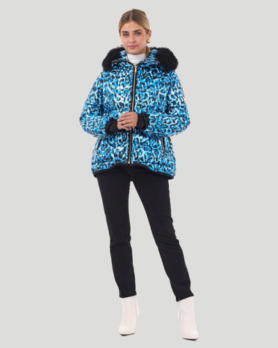 Shop Gorski Apres-ski Jacket With Detachable Fox Hood Trim In Blue