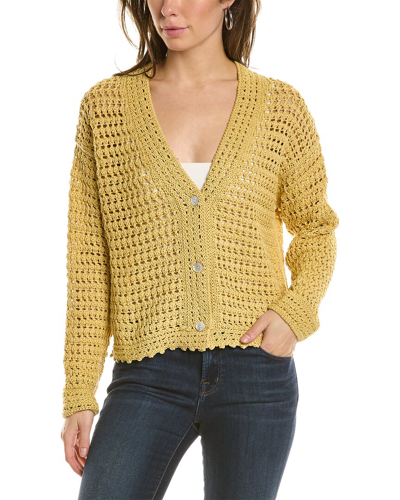 Shop Vince Crochet Cardigan In Yellow