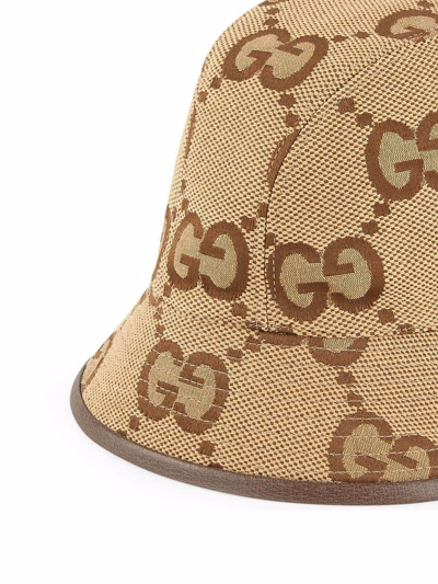 Shop Gucci Jumbo Gg Bucket Hat In Beige