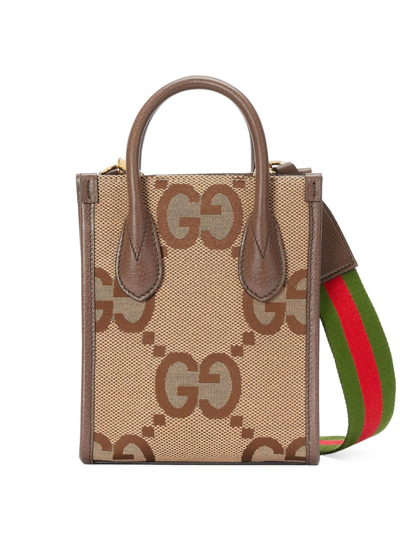 Shop Gucci Jumbo Gg Mini Tote Bag In Brown